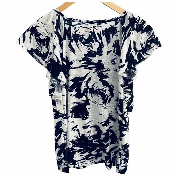 NWT Ab Studio Asymmetrical Knit Top S Tiered Ruffles - Picture 7 of 12